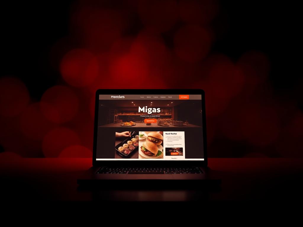 Web del restaurante Migas bajo luz roja